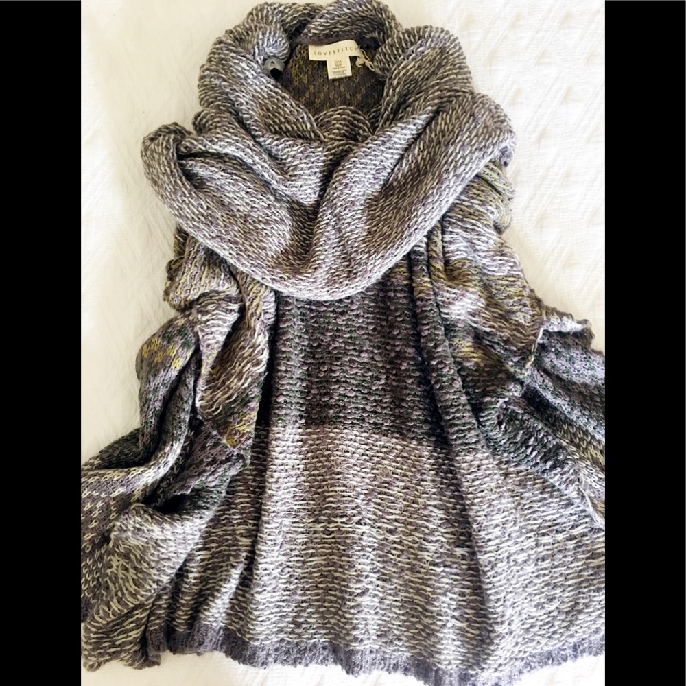 Boho knitted, cowl Poncho One Size EUC